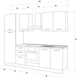 Garnero Arredamenti Cucina 255cm reversibile lineare bianco frassinato grigio MasterChef Sale