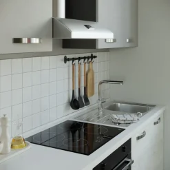 Garnero Arredamenti Cucina 255cm reversibile moderna lineare bianco frassinato grigio Cookery Outlet