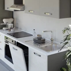 Garnero Arredamenti Cucina 240cm reversibile moderna lineare bianco frassinato grigio CookArt Best