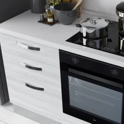 Garnero Arredamenti Cucina 240cm reversibile moderna lineare bianco frassinato grigio CookArt Best