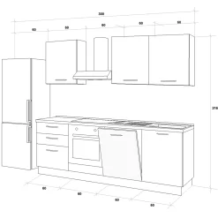 Garnero Arredamenti Cucina 240cm reversibile moderna lineare bianco frassinato grigio CookArt Best