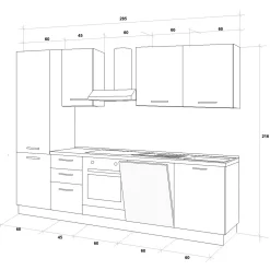 Garnero Arredamenti Cucina 285cm reversibile moderna lineare rovere antracite GourmetSpace Best