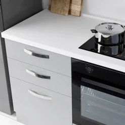 Garnero Arredamenti Cucina 240cm reversibile moderna lineare rovere grigio chiaro ChefEasy Outlet