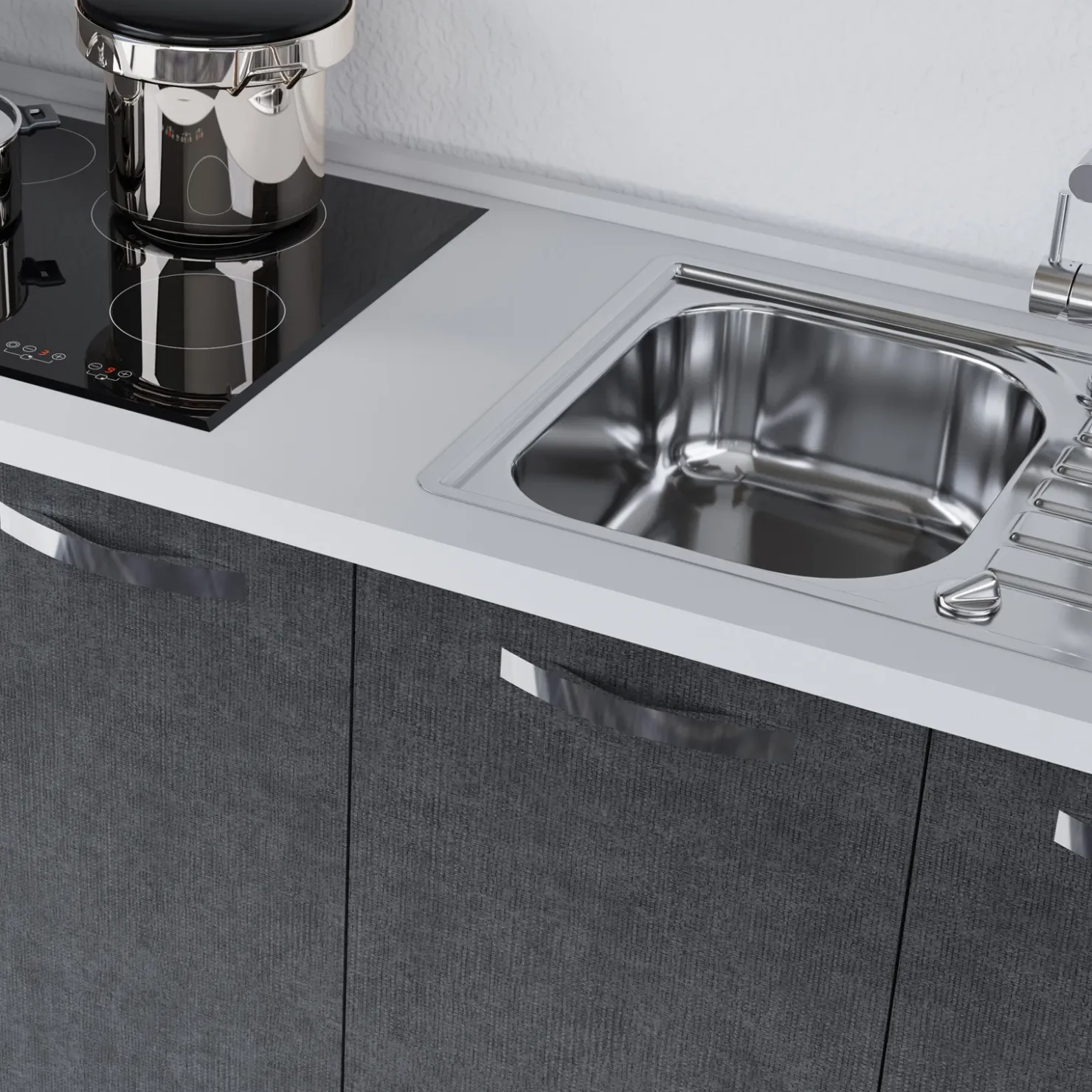 Garnero Arredamenti Cucina 300cm reversibile moderna lineare rovere antracite ChefStyle Best