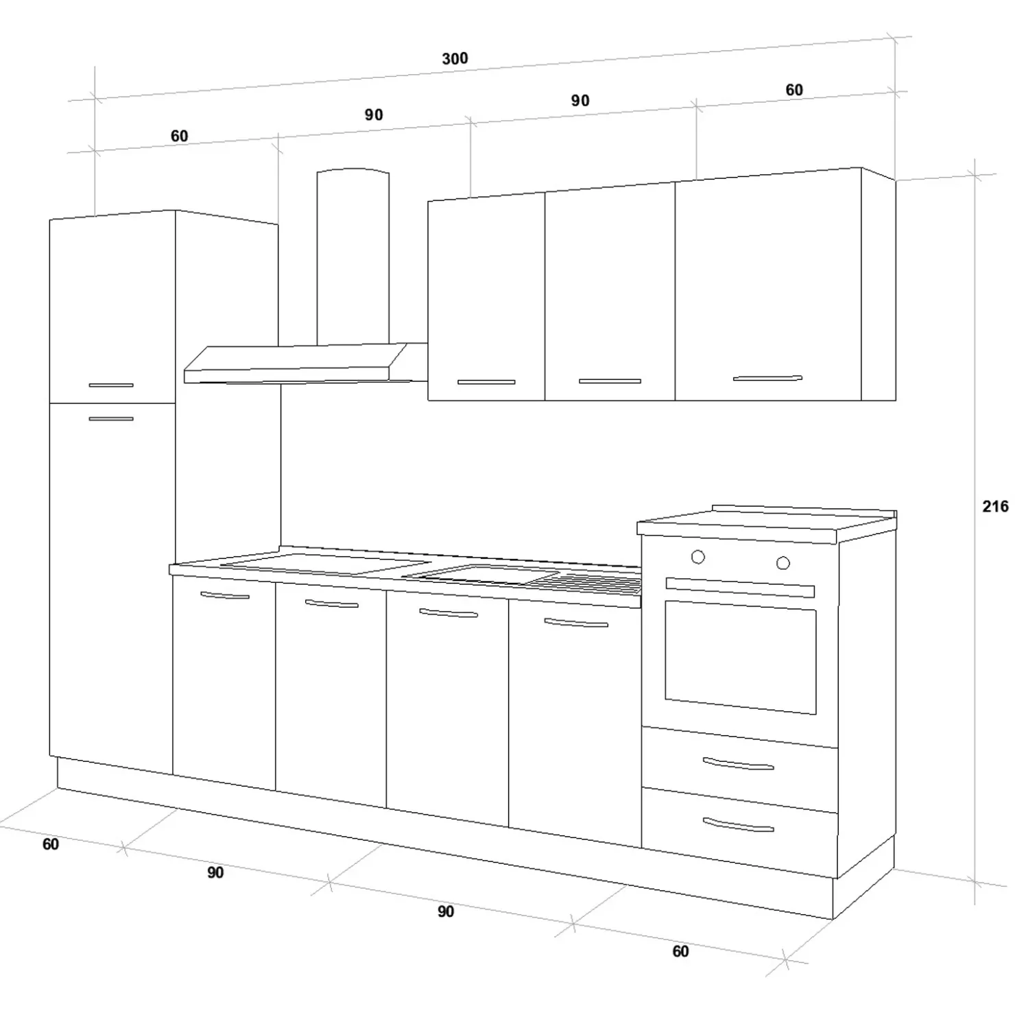 Garnero Arredamenti Cucina 300cm reversibile moderna lineare rovere antracite ChefStyle Best
