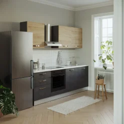 Garnero Arredamenti Cucina 240cm reversibile moderna lineare rovere antracite Culinary