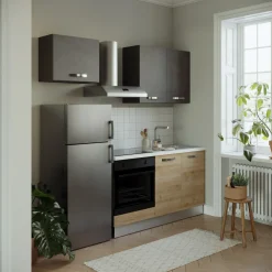 Garnero Arredamenti Cucina 210cm reversibile moderna lineare rovere antracite CookLux New