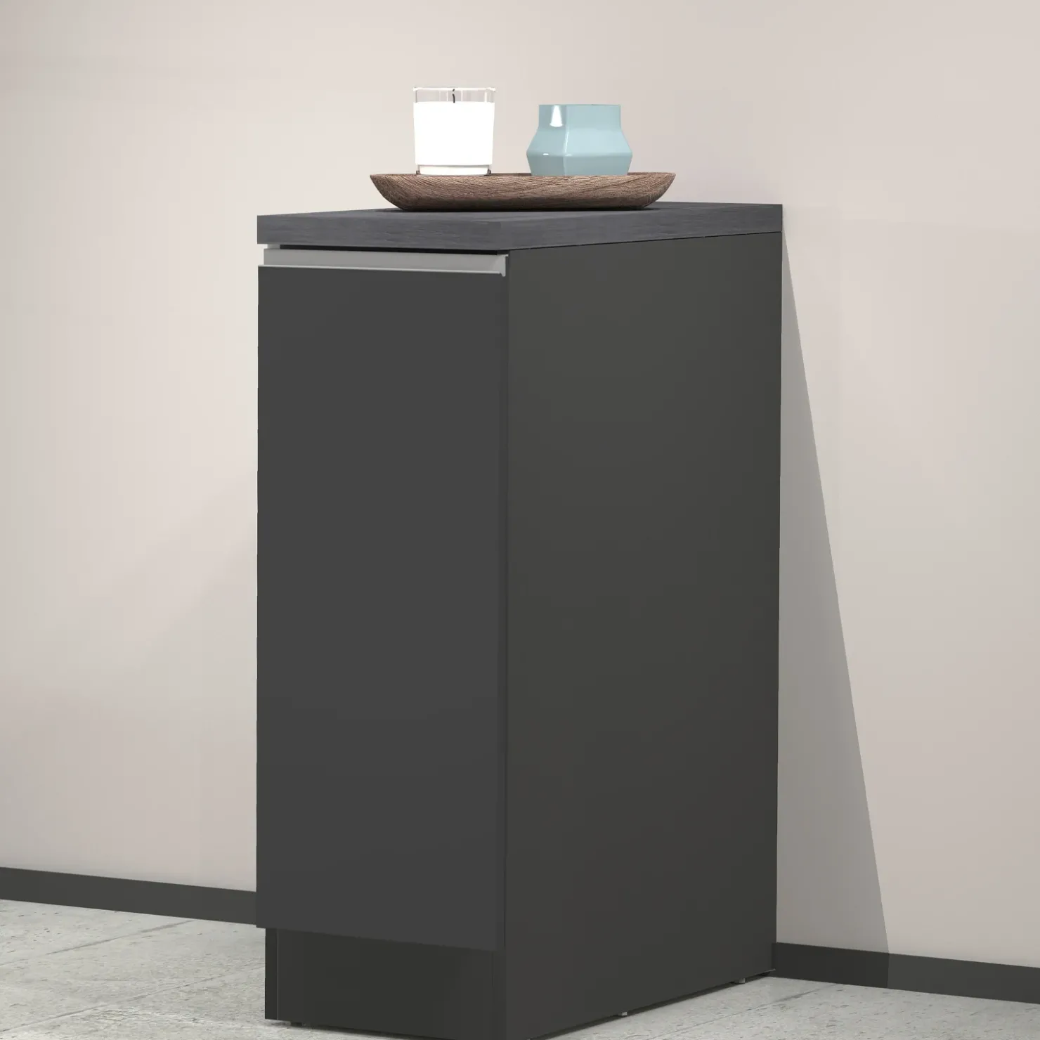 Garnero Arredamenti Dispensa cucina bassa 30x85h cm scorrevole antracite grigio pietra Gourmet Antracite - Grigio pietra Discount