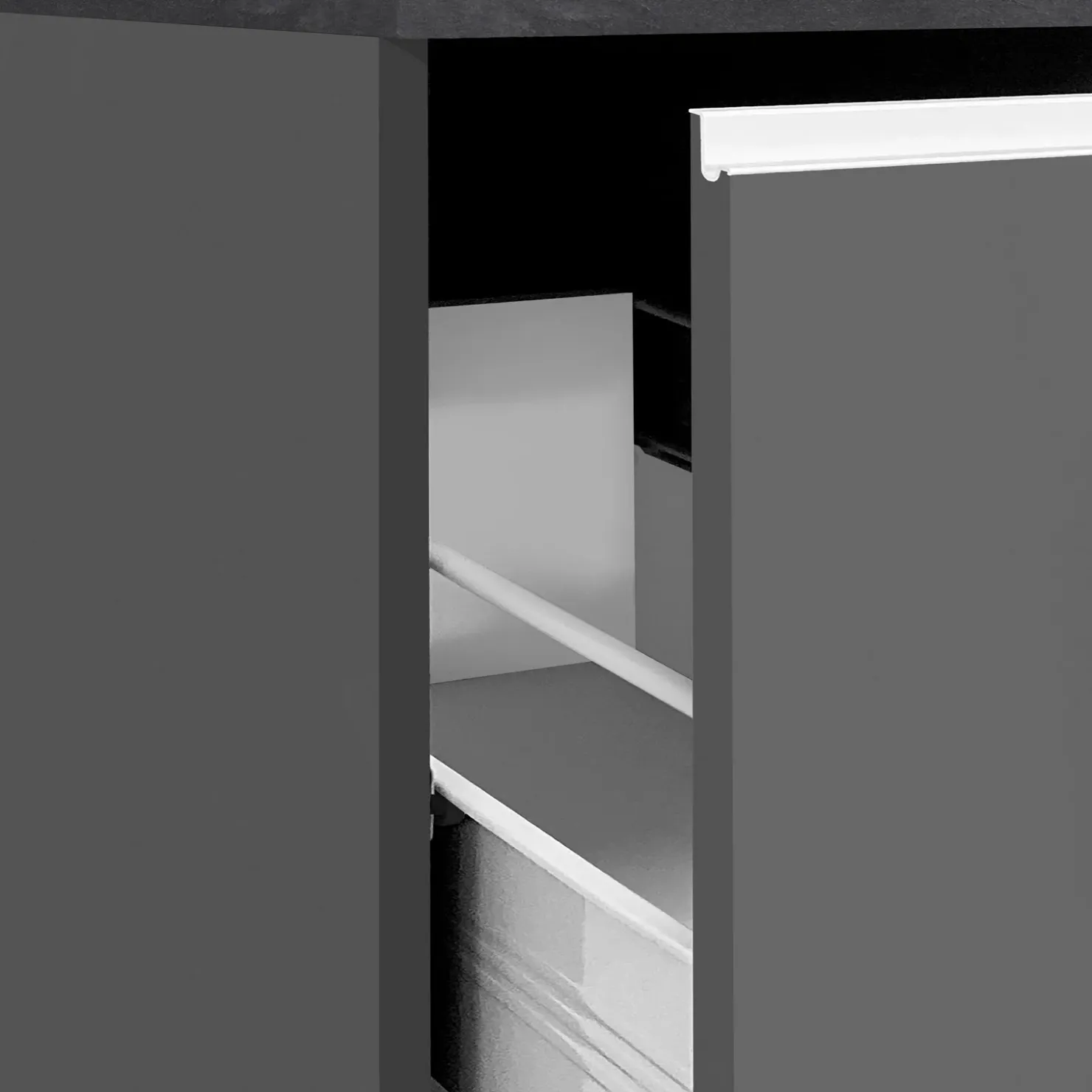 Garnero Arredamenti Dispensa cucina bassa 30x85h cm scorrevole antracite grigio pietra Gourmet Antracite - Grigio pietra Discount