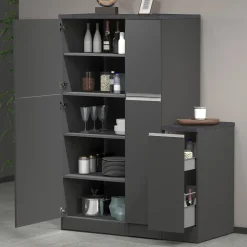 Garnero Arredamenti Dispensa cucina bassa 30x85h cm scorrevole antracite grigio pietra Gourmet Antracite - Grigio pietra Discount
