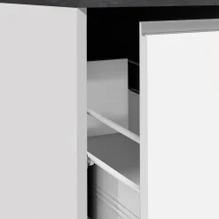 Garnero Arredamenti Dispensa cucina bassa 30x85h cm scorrevole bianco grigio pietra Gourmet Bianco Lucido - Grigio pietra Hot