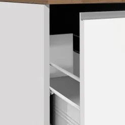 Garnero Arredamenti Dispensa cucina bassa 30x85h cm scorrevole bianco rovere Gourmet Bianco Lucido - Rovere Sale
