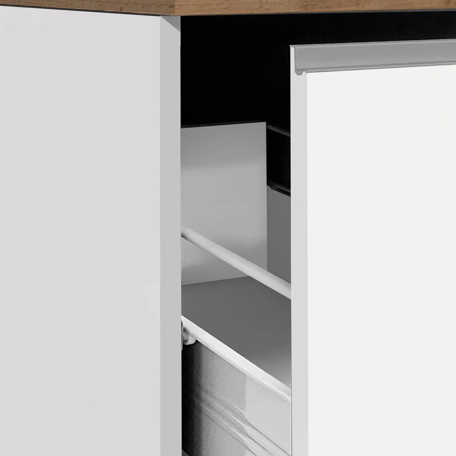 Garnero Arredamenti Dispensa cucina bassa 30x85h cm scorrevole bianco rovere Gourmet Bianco Lucido - Rovere Sale