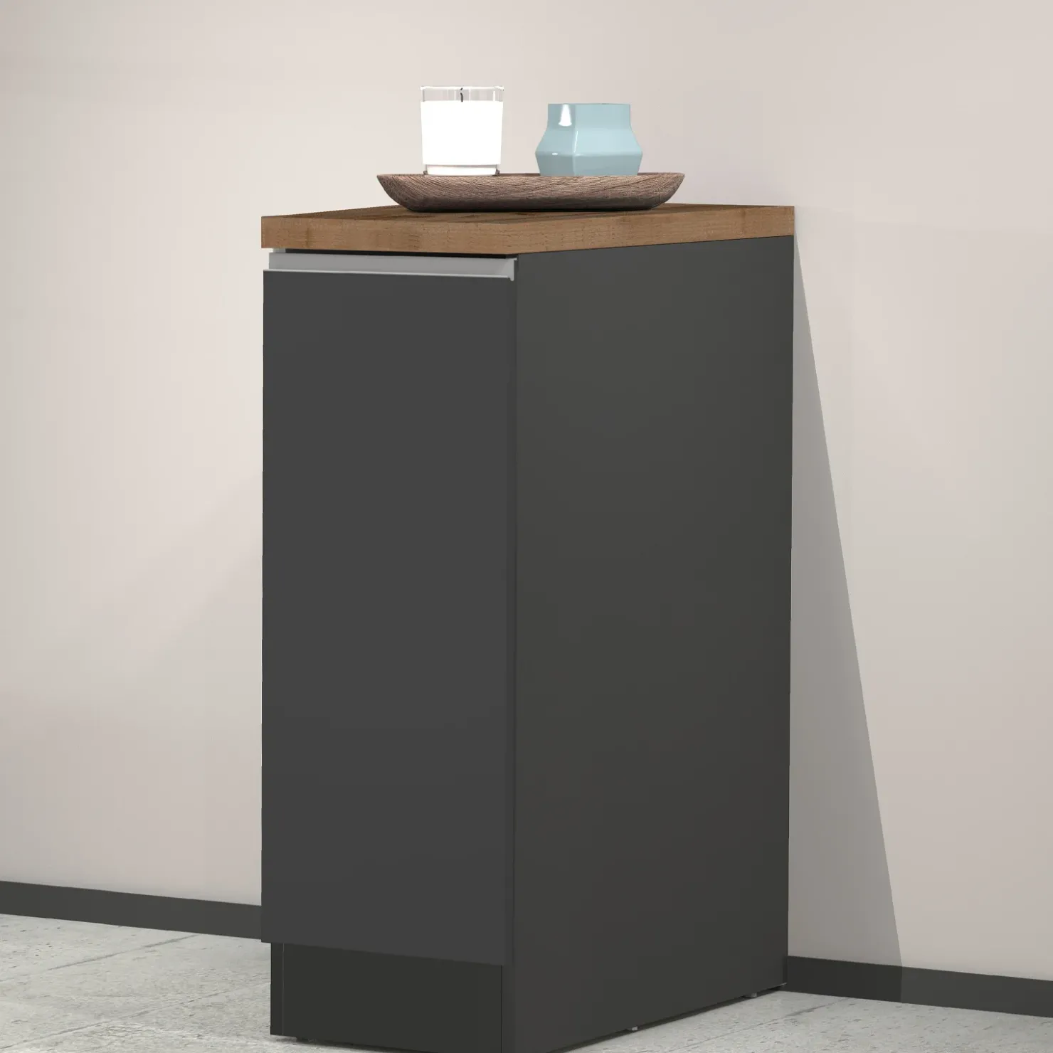 Garnero Arredamenti Dispensa cucina bassa 30x85h cm scorrevole antracite rovere Gourmet Antracite - Rovere Clearance