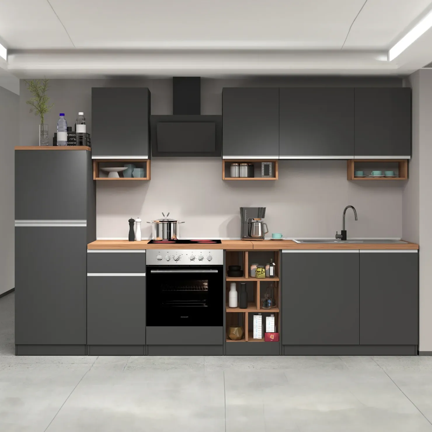 Garnero Arredamenti Dispensa cucina 60x165h cm 4 ripiani antracite rovere Gourmet Antracite - Rovere Clearance