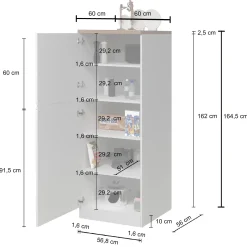 Garnero Arredamenti Dispensa cucina 60x165h cm 4 ripiani antracite rovere Gourmet Antracite - Rovere Clearance