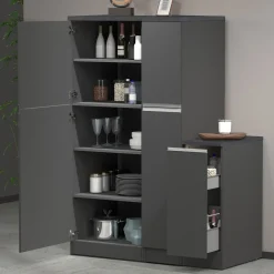 Garnero Arredamenti Dispensa cucina 60x165h cm 4 ripiani antracite grigio pietra Gourmet Antracite - Grigio pietra