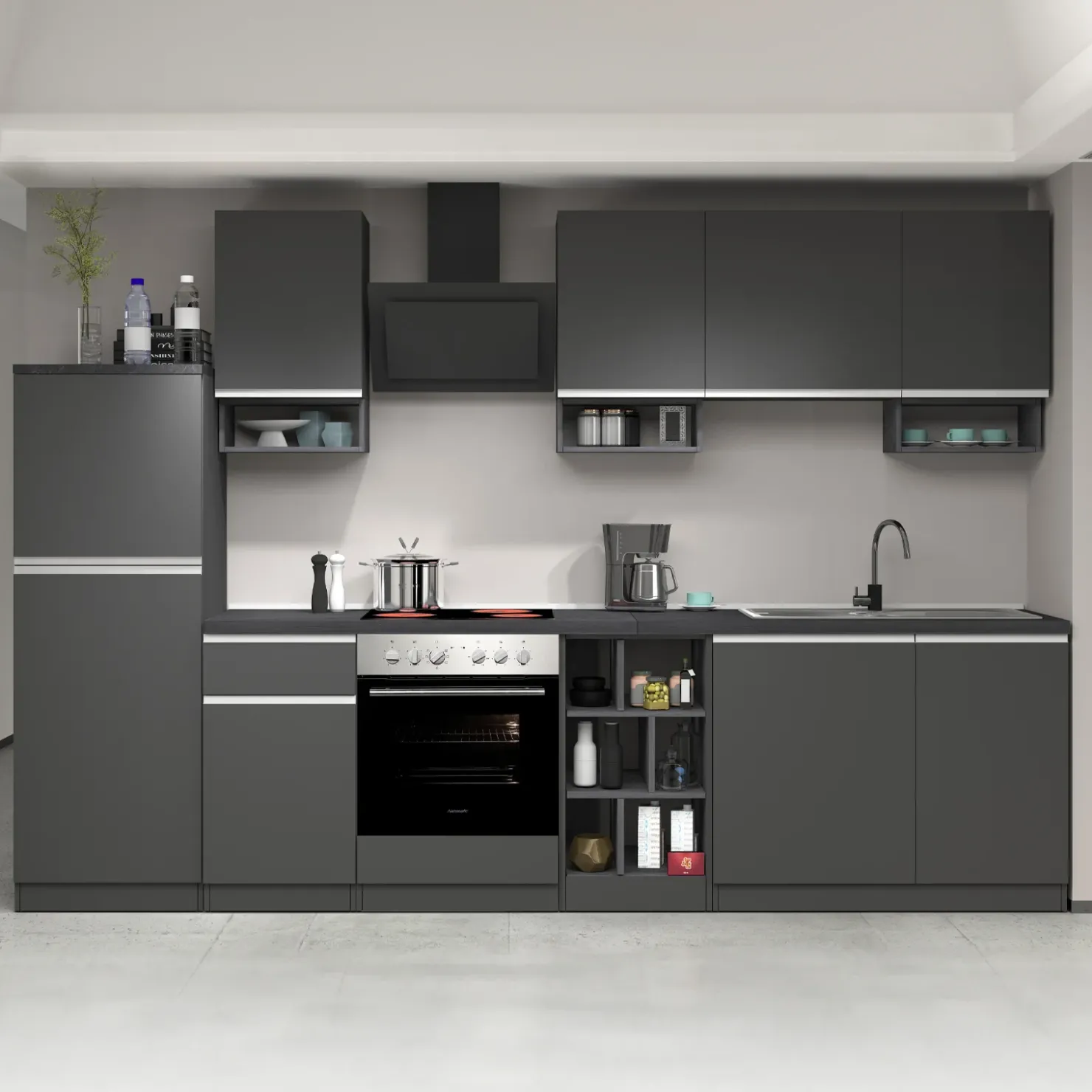 Garnero Arredamenti Dispensa cucina 60x165h cm 4 ripiani antracite grigio pietra Gourmet Antracite - Grigio pietra