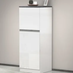 Garnero Arredamenti Dispensa cucina 60x165h cm 4 ripiani bianco grigio pietra Gourmet Bianco Lucido - Grigio pietra