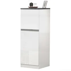 Garnero Arredamenti Dispensa cucina 60x165h cm 4 ripiani bianco grigio pietra Gourmet Bianco Lucido - Grigio pietra