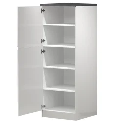 Garnero Arredamenti Dispensa cucina 60x165h cm 4 ripiani bianco grigio pietra Gourmet Bianco Lucido - Grigio pietra