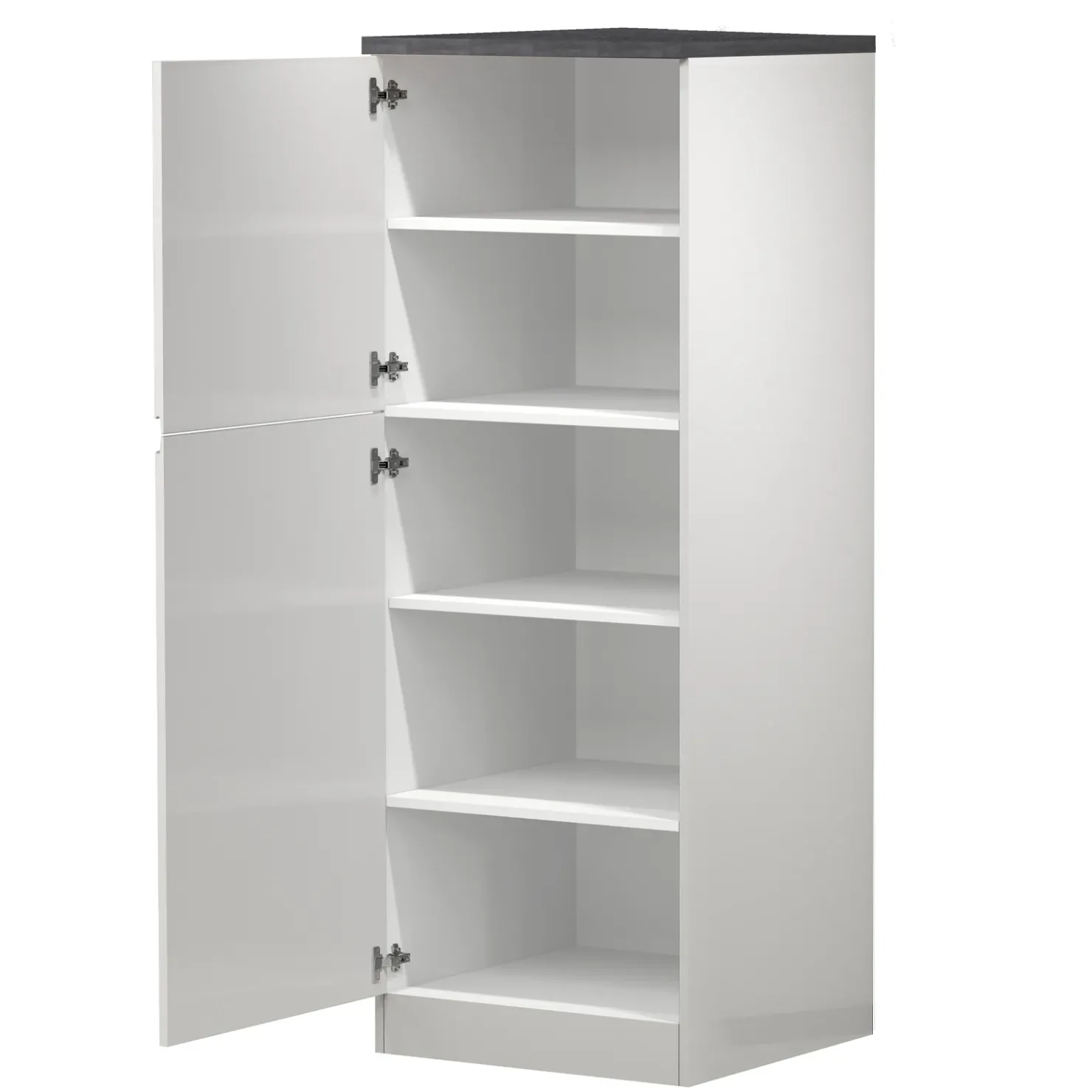 Garnero Arredamenti Dispensa cucina 60x165h cm 4 ripiani bianco grigio pietra Gourmet Bianco Lucido - Grigio pietra