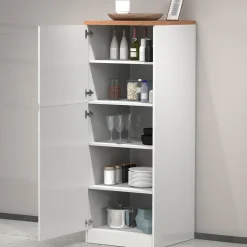 Garnero Arredamenti Dispensa cucina 60x165h cm 4 ripiani bianco rovere Gourmet Bianco Lucido - Rovere Discount