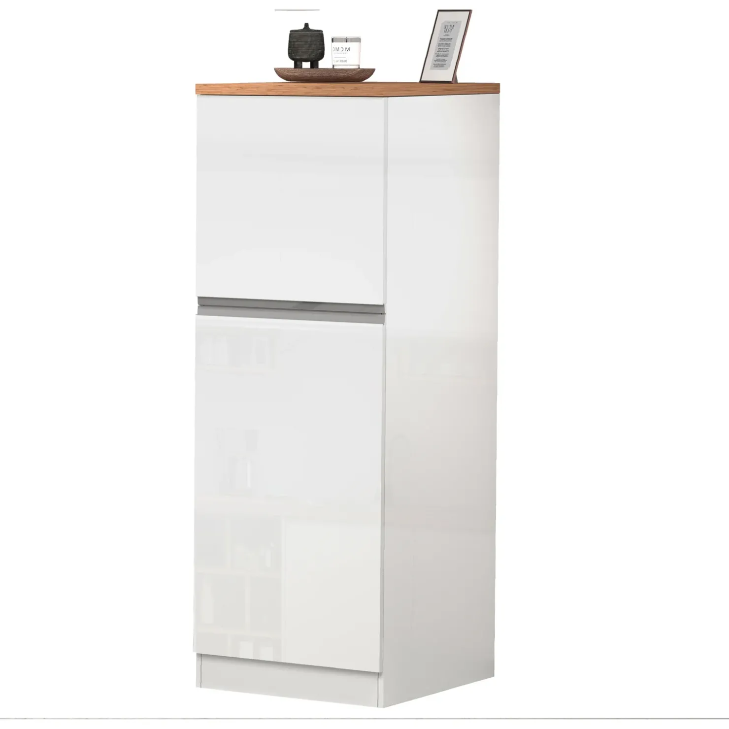 Garnero Arredamenti Dispensa cucina 60x165h cm 4 ripiani bianco rovere Gourmet Bianco Lucido - Rovere Discount