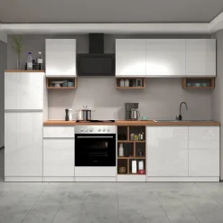 Garnero Arredamenti Dispensa cucina 60x165h cm 4 ripiani bianco rovere Gourmet Bianco Lucido - Rovere Discount