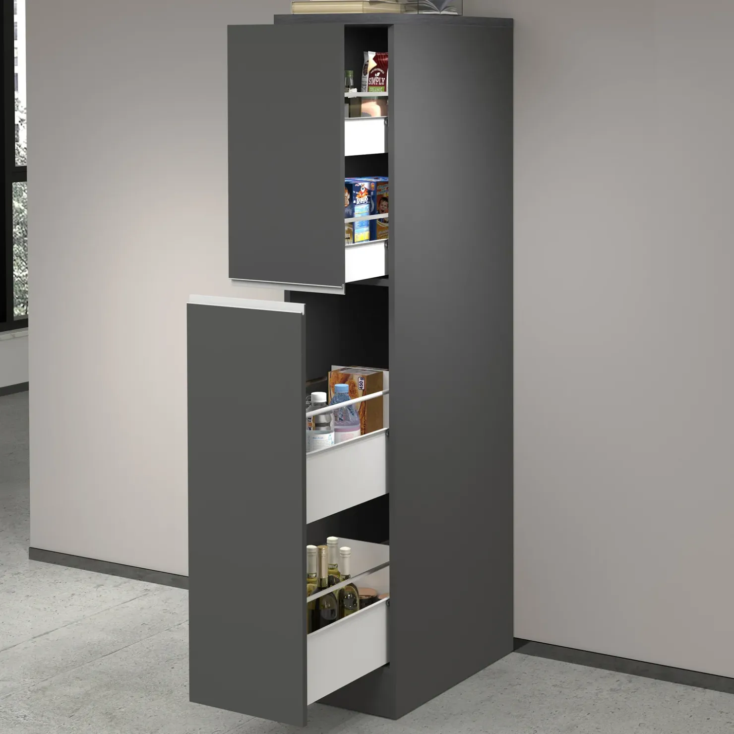 Garnero Arredamenti Dispensa cucina 30x165h cm scorrevole antracite grigio pietra Gourmet Antracite - Grigio pietra Sale