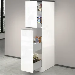 Garnero Arredamenti Dispensa cucina 30x165h cm scorrevole bianco grigio pietra Gourmet Bianco Lucido - Grigio pietra Outlet