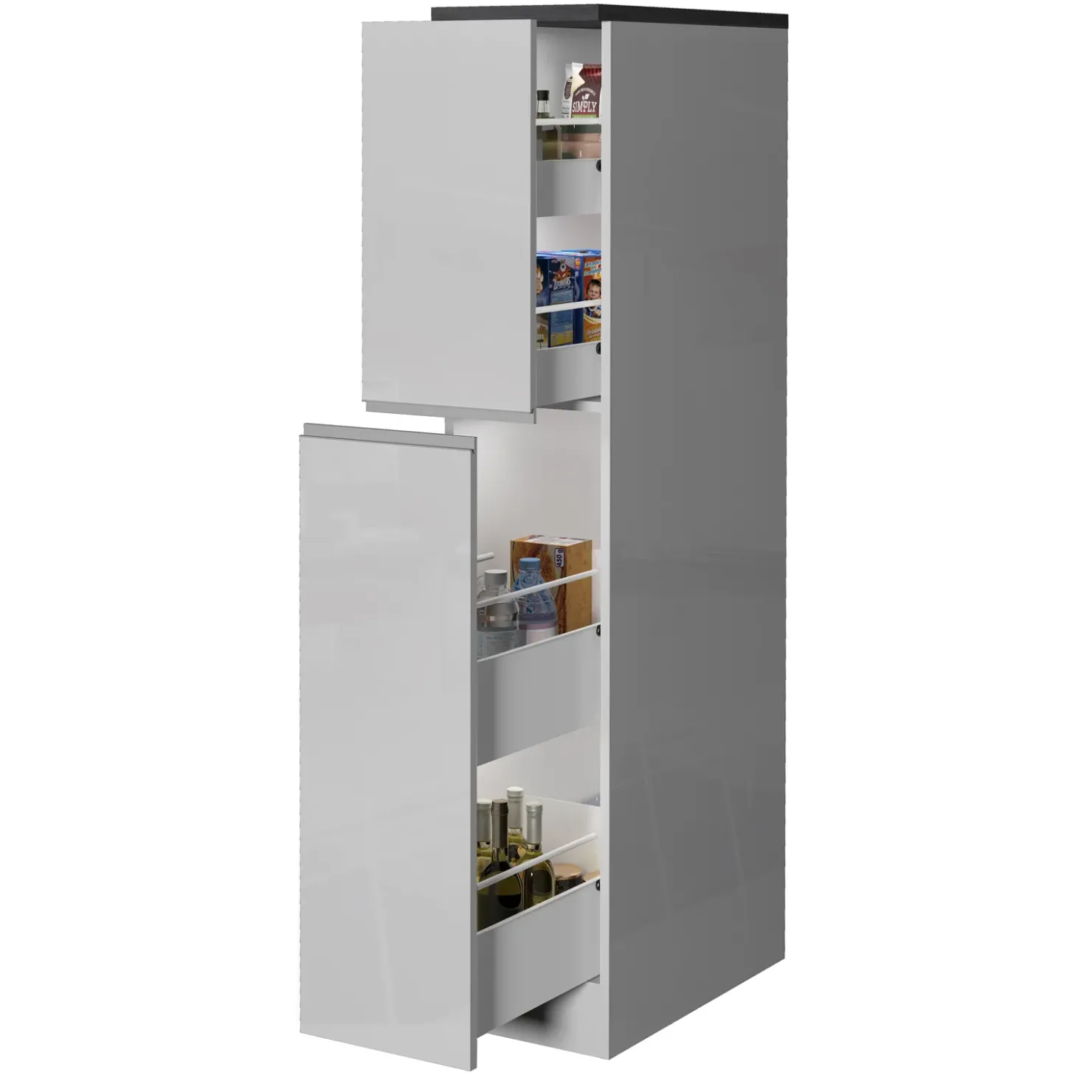 Garnero Arredamenti Dispensa cucina 30x165h cm scorrevole bianco grigio pietra Gourmet Bianco Lucido - Grigio pietra Outlet