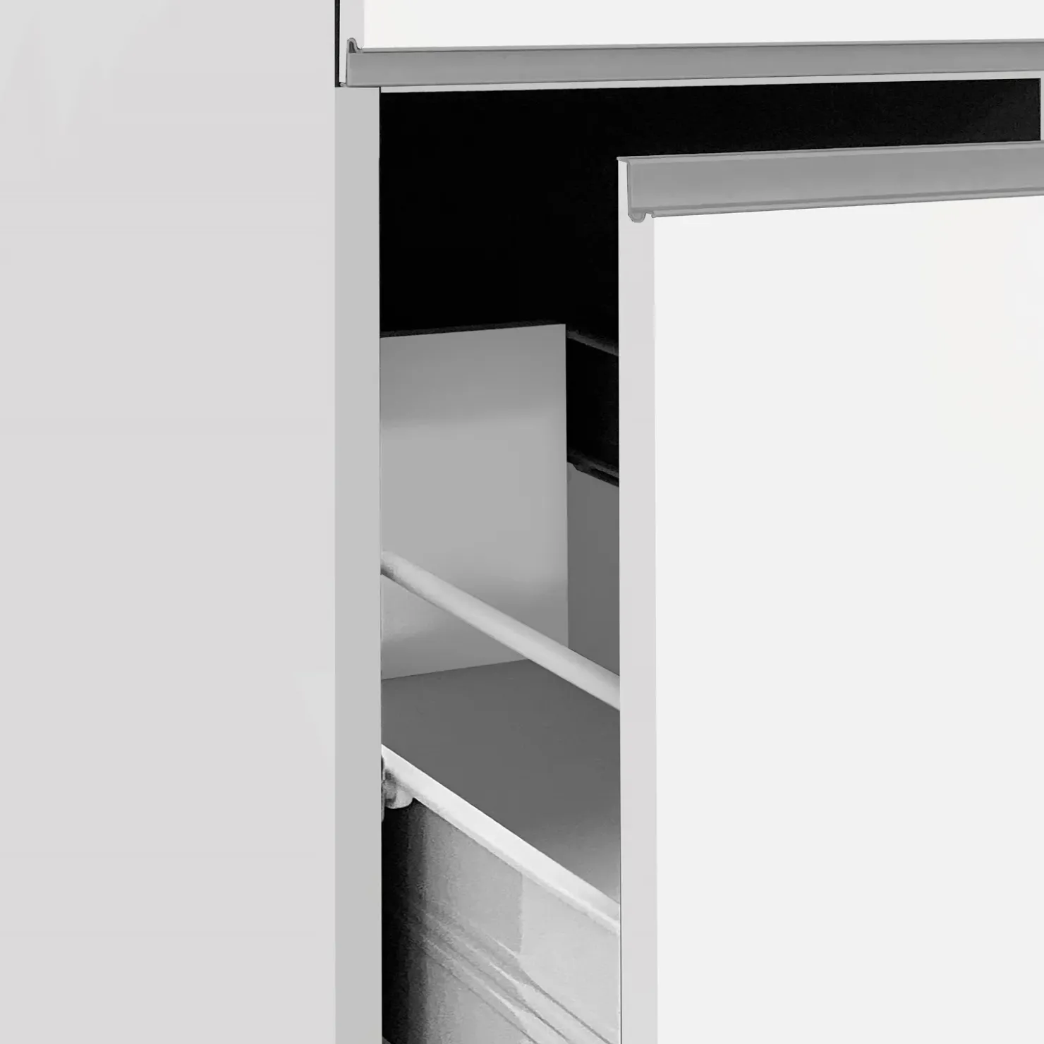 Garnero Arredamenti Dispensa cucina 30x165h cm scorrevole bianco grigio pietra Gourmet Bianco Lucido - Grigio pietra Outlet