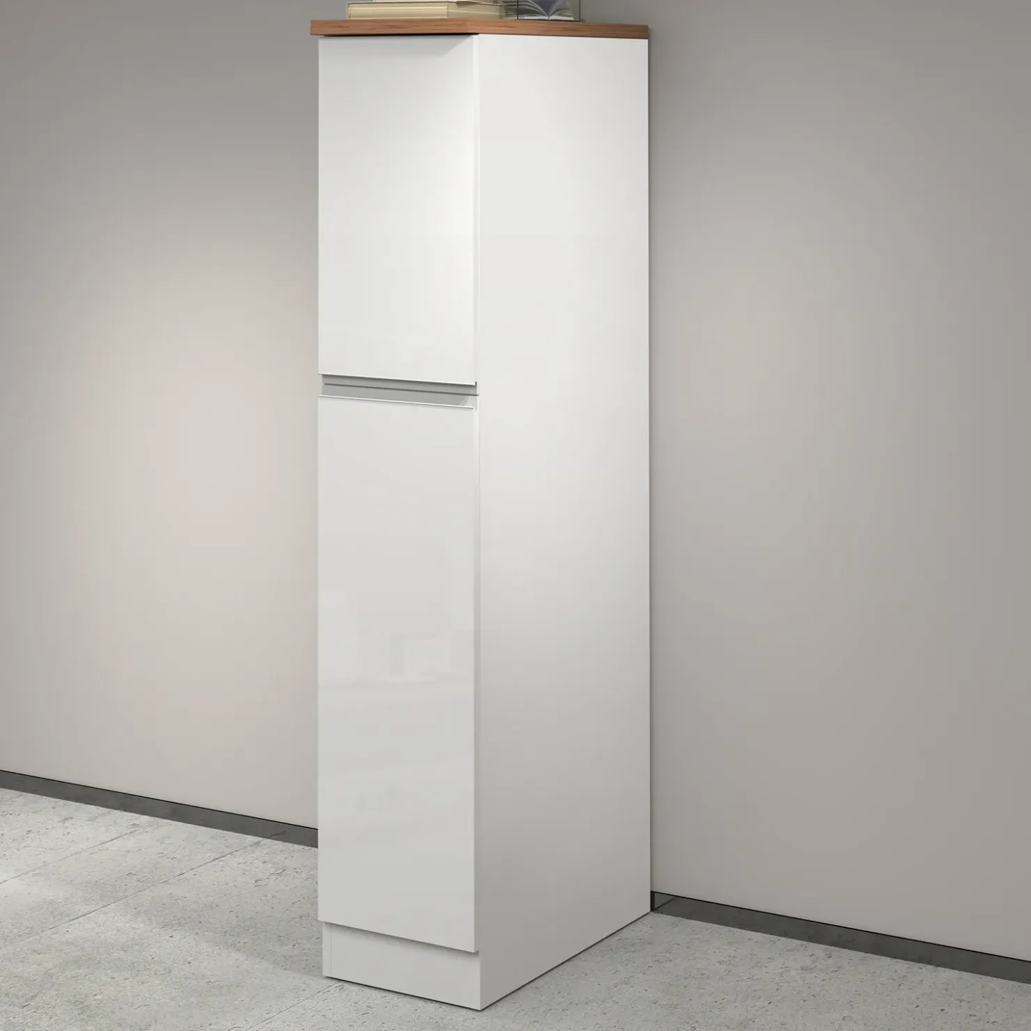 Garnero Arredamenti Dispensa cucina 30x165h cm scorrevole bianco rovere Gourmet Bianco Lucido - Rovere