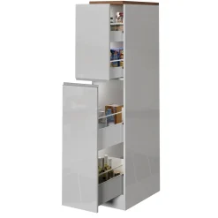 Garnero Arredamenti Dispensa cucina 30x165h cm scorrevole bianco rovere Gourmet Bianco Lucido - Rovere