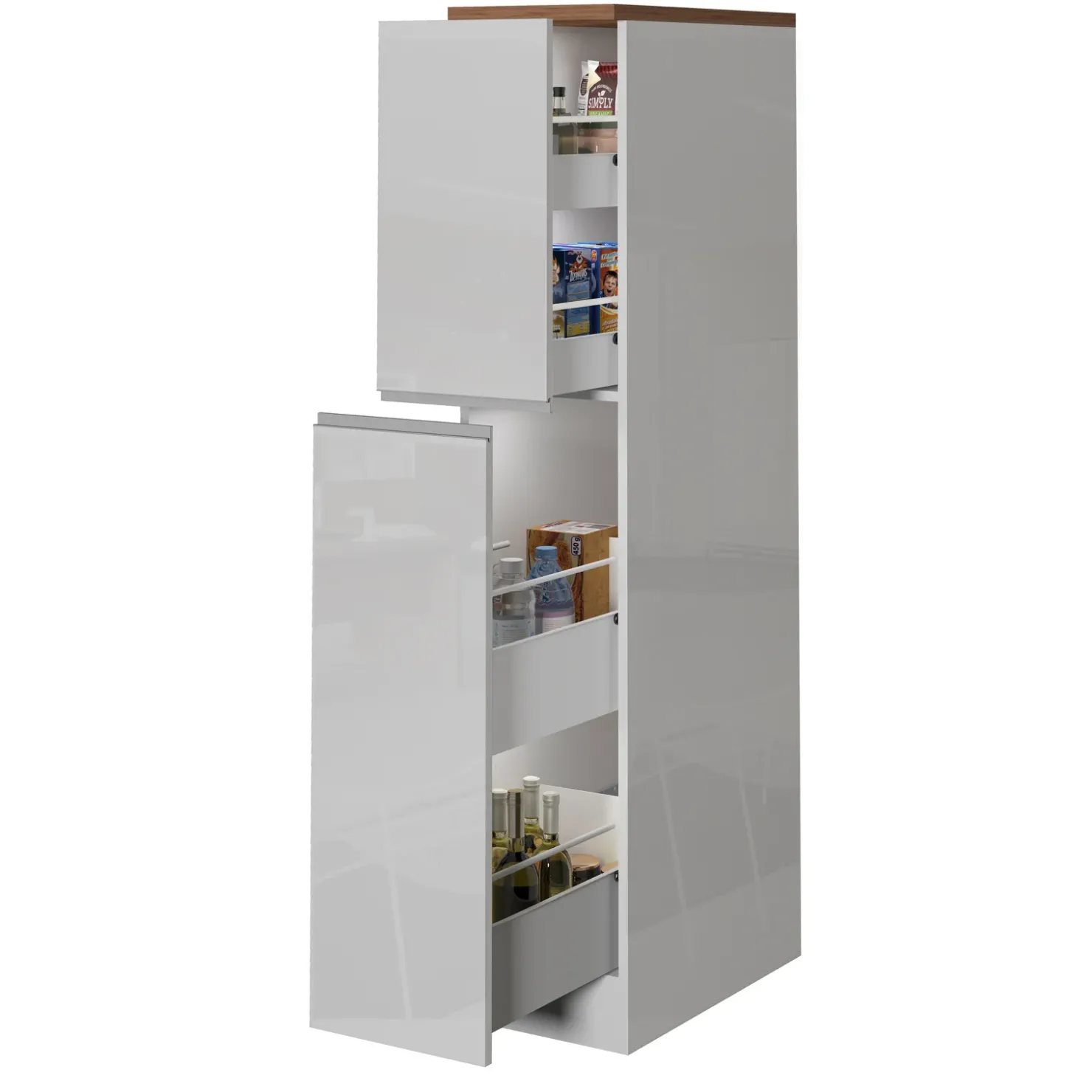Garnero Arredamenti Dispensa cucina 30x165h cm scorrevole bianco rovere Gourmet Bianco Lucido - Rovere