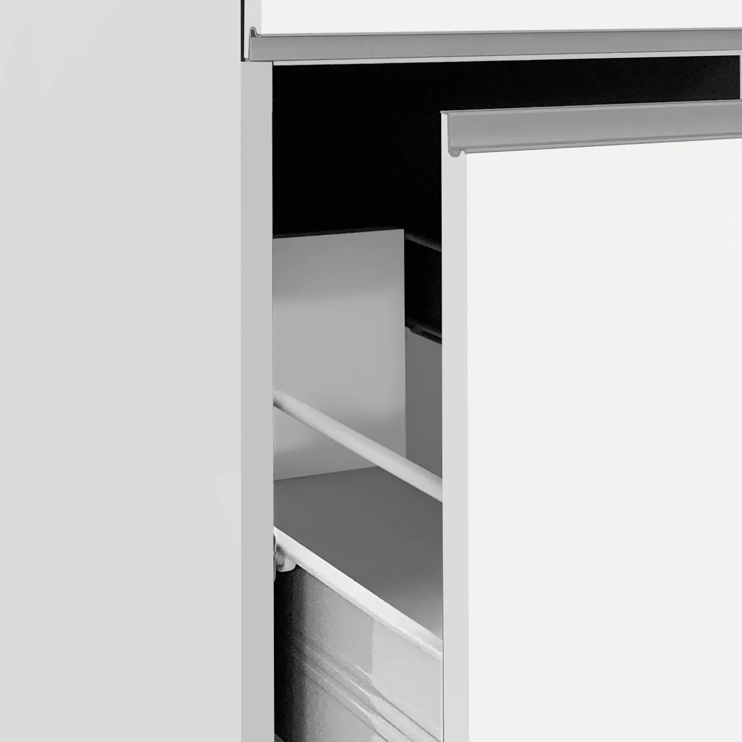 Garnero Arredamenti Dispensa cucina 30x165h cm scorrevole bianco rovere Gourmet Bianco Lucido - Rovere