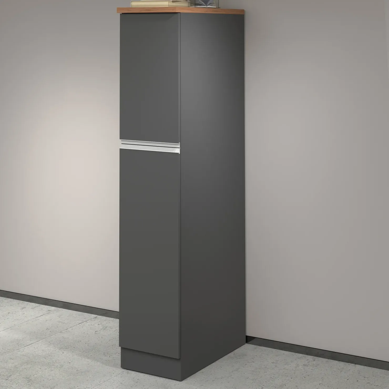 Garnero Arredamenti Dispensa cucina 30x165h cm scorrevole antracite rovere Gourmet Antracite - Rovere Sale