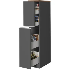 Garnero Arredamenti Dispensa cucina 30x165h cm scorrevole antracite rovere Gourmet Antracite - Rovere Sale