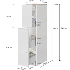 Garnero Arredamenti Dispensa cucina 30x165h cm scorrevole antracite rovere Gourmet Antracite - Rovere Sale