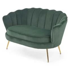 Garnero Arredamenti Divanetto 2 posti imbottito 131x77cm in velluto verde gambe oro Gabriella Tessuto Vellutino Verde Sale