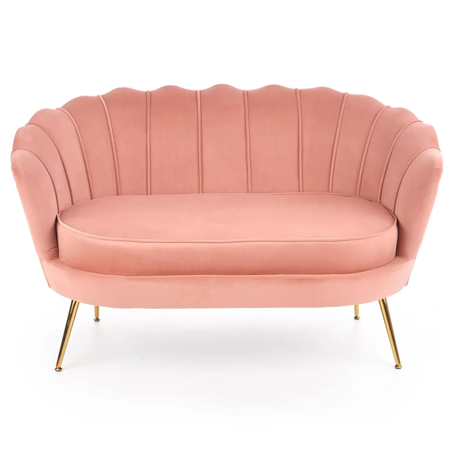 Garnero Arredamenti Divanetto 131x77cm 2 posti imbottito in velluto rosa antico gambe in oro Gabriella Tessuto Vellutino Rosa Clearance