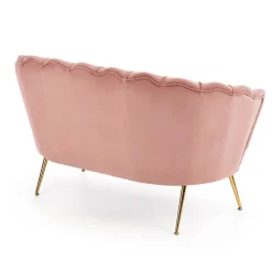Garnero Arredamenti Divanetto 131x77cm 2 posti imbottito in velluto rosa antico gambe in oro Gabriella Tessuto Vellutino Rosa Clearance