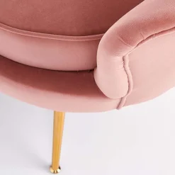 Garnero Arredamenti Divanetto 131x77cm 2 posti imbottito in velluto rosa antico gambe in oro Gabriella Tessuto Vellutino Rosa Clearance