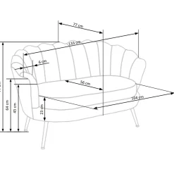 Garnero Arredamenti Divanetto 131x77cm 2 posti imbottito in velluto rosa antico gambe in oro Gabriella Tessuto Vellutino Rosa Clearance