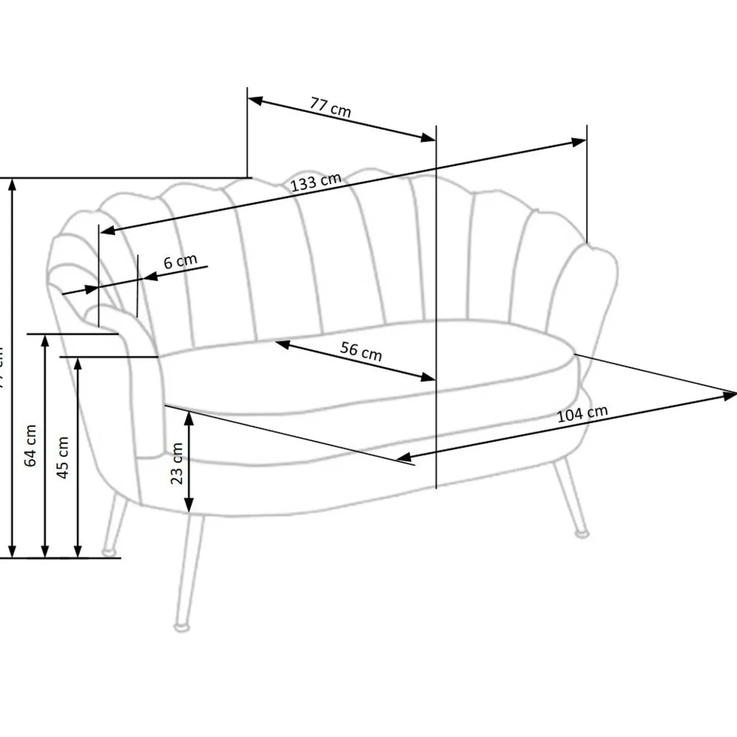 Garnero Arredamenti Divanetto 131x77cm 2 posti imbottito in velluto rosa antico gambe in oro Gabriella Tessuto Vellutino Rosa Clearance