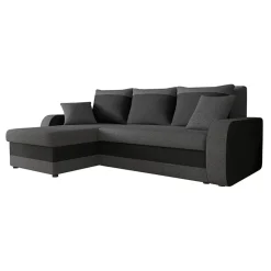 Garnero Arredamenti Divano angolare letto 238x147cm 3 posti grigio scuro nero Flow Tessuto 100% polipropilene Grigio Outlet