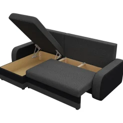 Garnero Arredamenti Divano angolare letto 238x147cm 3 posti grigio scuro nero Flow Tessuto 100% polipropilene Grigio Outlet