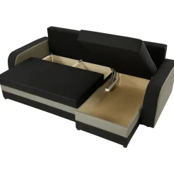 Garnero Arredamenti Divano angolare letto 238x147cm 3 posti grigio nero Flow Microfibra Nero Grigio Sale
