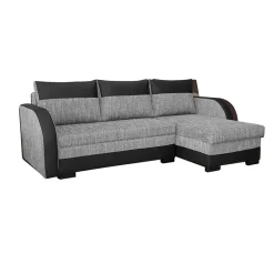 Garnero Arredamenti Divano angolare letto 230x140cm 3 posti grigio chiaro nero Metz Best